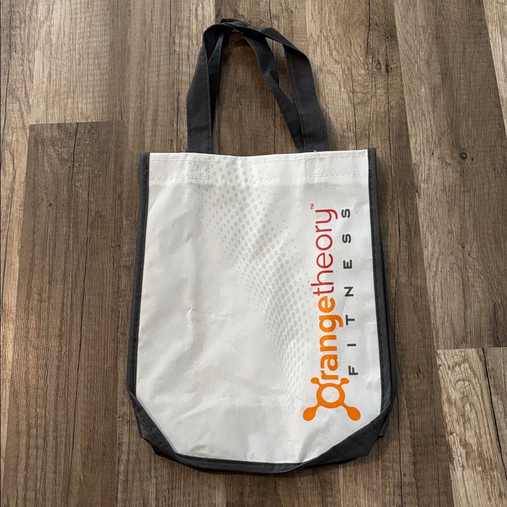 Orange Theory Fitness Reusable Shopping Tote Bag Small White GrayTrim 12x9.5x4.5